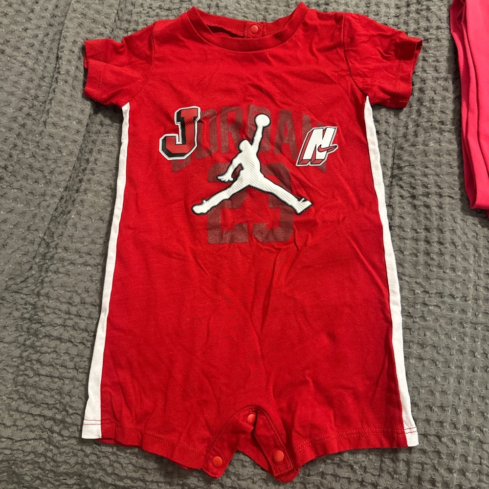 Jordan Nike infant baby boy toddler red shorts onesie romper 24m - Picture 2 of 2